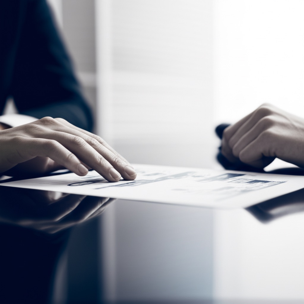 Executive hands reviewing governance documents