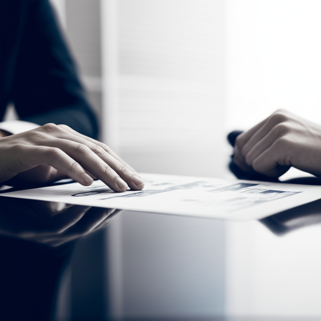 Executive hands reviewing governance documents