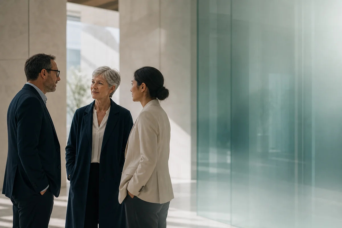 Senior operators and advisors in a private introduction conversation